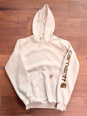 Carhartt Cream Hoodie with Gold Logo